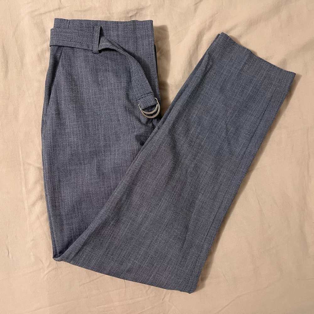 H&M Women's Office Wear Blue/Gray Cropped Straight Leg Dress Pants